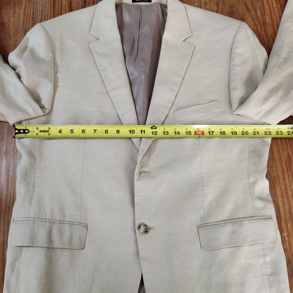 Pronto Uomo Platinum Men 44S 100% Linen Sports Coat Blazer Lined Beige Preppy - Picture 3 of 16